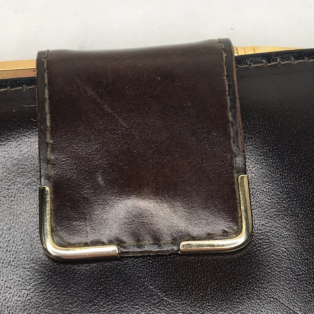 Vintage Bosca Brown Calfskin Leather Travel Wallet Organizer Pencil